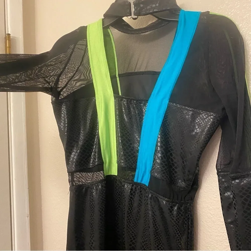 Revolution Dance black neon unitard costume ELECTRIC TOUCH RC22775 LC child